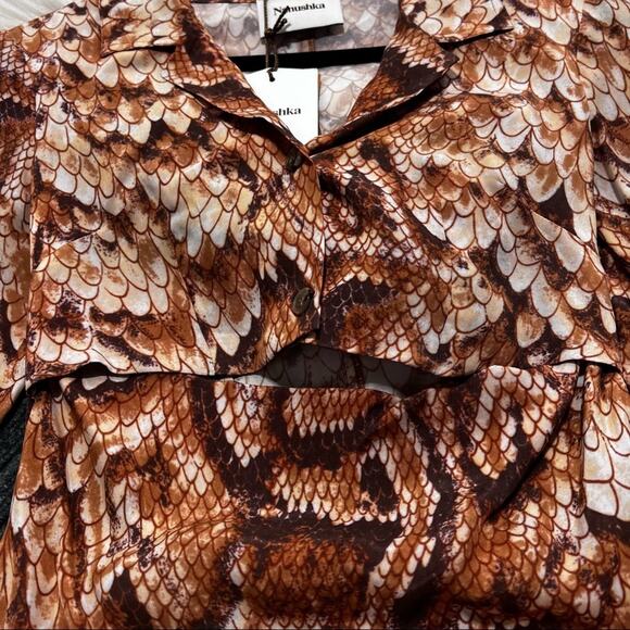 NANUSHKA Tess Cutout Snake-print Satin Mini Dress Size XS Vintage Snake NEW NWT - Picture 11 of 16